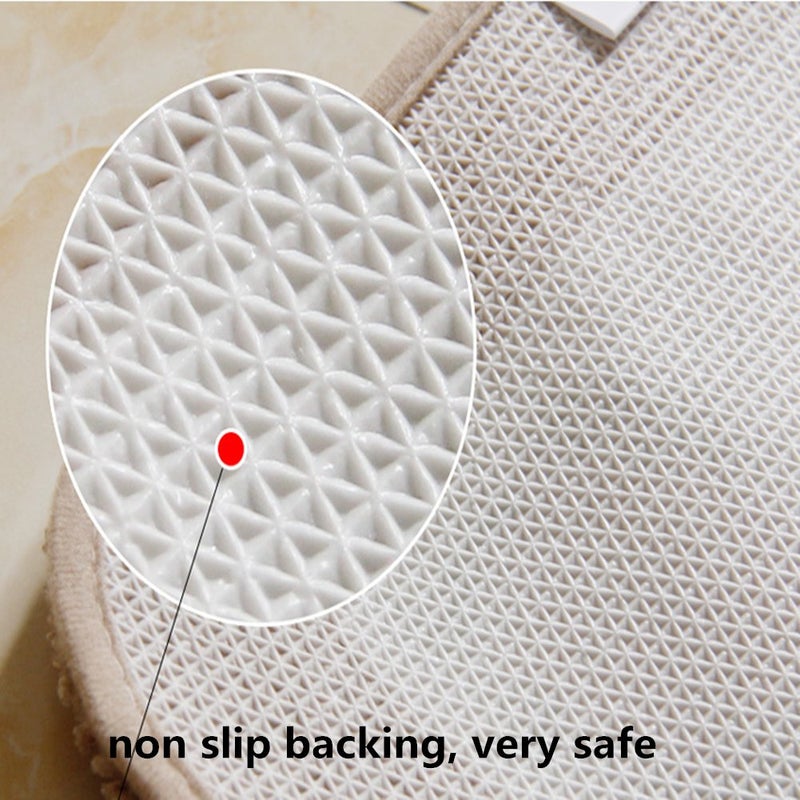 UKELER Luxurious Soft Floral Non-Slip Toilet Contour Rug, Contour Bath Rug, Soft Shaggy U-Shaped Toilet Floor Mat for Bathroom 20-By-20 Inch, Mocha - Image 4